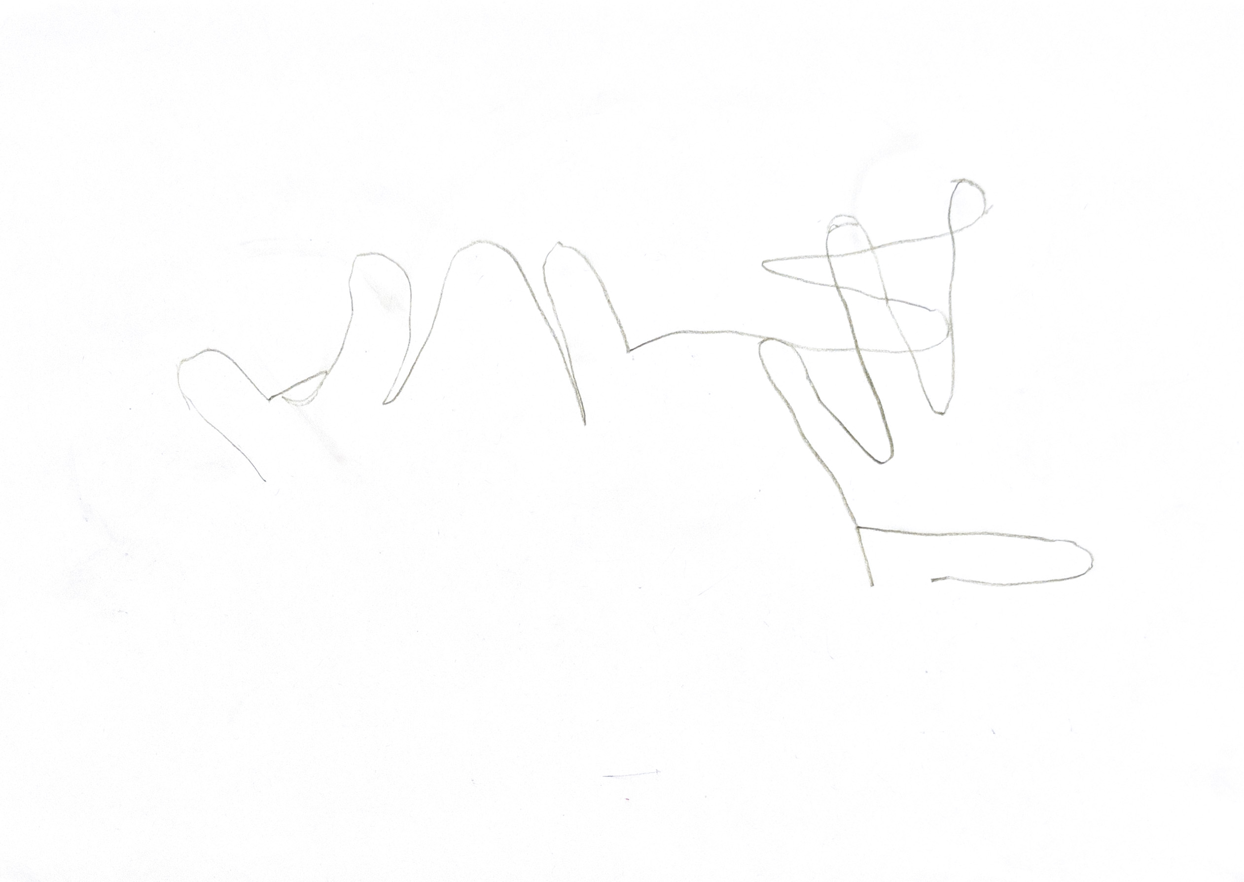 outlined drawing of a hand
